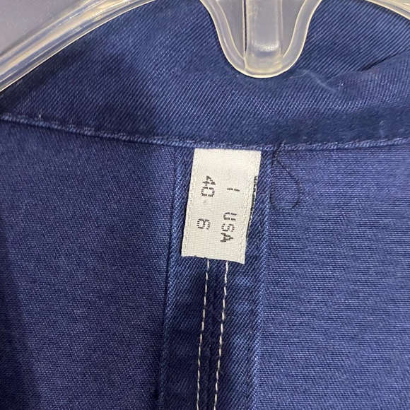 90s Armani Jeans Contrast Stitch Cotton Blazer ITALY MADE Vintage Navy Size 6 - Picture 4 of 9